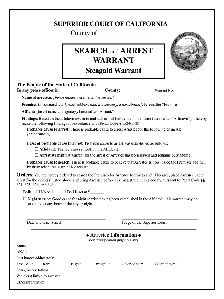 Steagald Warrant  Form