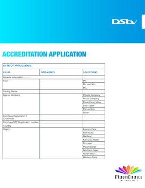 ACCREDITATION APPLICATION DStv  Form