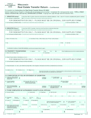 Wisconsin Real Estate Transfer Return Form Pe 500a