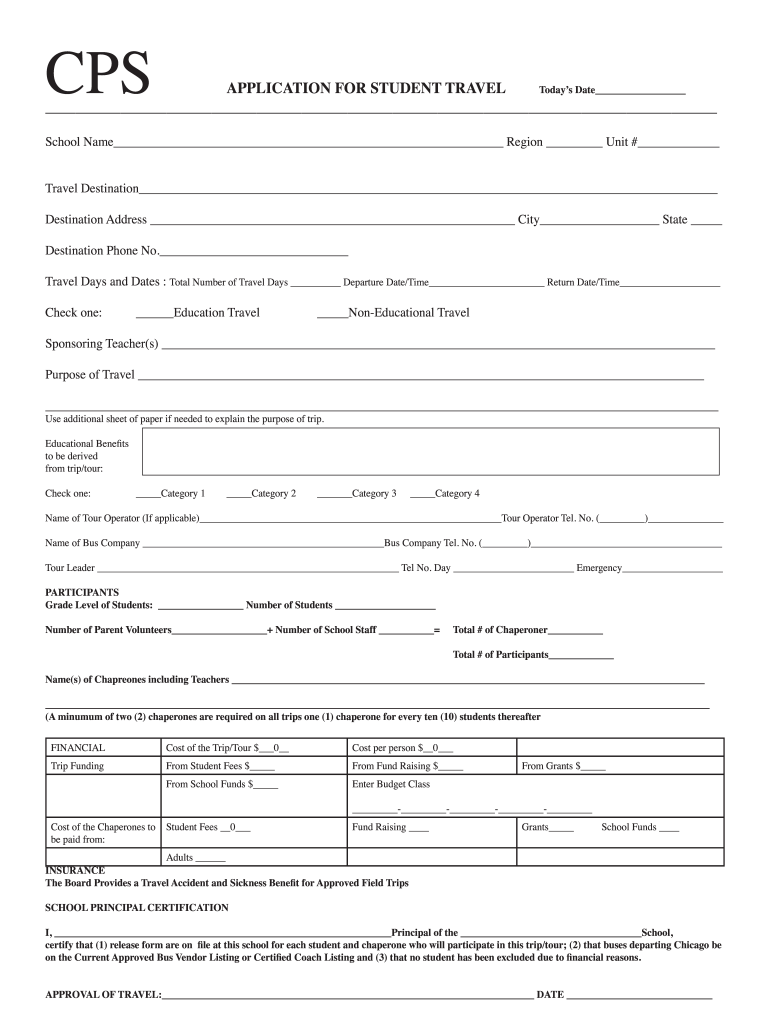 Cps Student Travel  Form