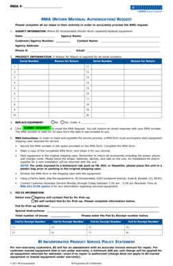 Download the RMA Request PDF BI Incorporated  Form