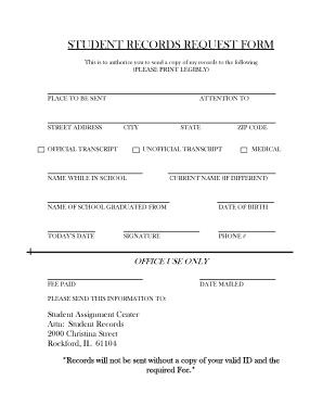 STUDENT RECORDS REQUEST FORM RPS 205