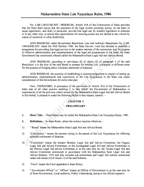 Maharashtra State Lok Nyayalaya Rules 1986 Bombay High Court Bombayhighcourt Nic  Form