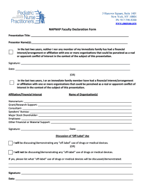 NAPNAP Faculty Declaration Form Napnap