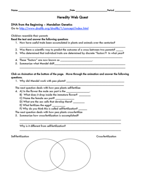 Heredity Webquest Answer Key  Form