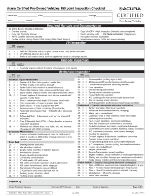 150 Point Vehicle Inspection Checklist PDF  Form