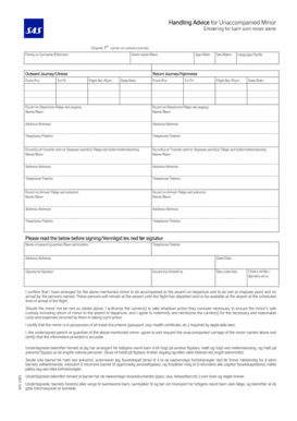 Sas Unaccompanied Minor  Form