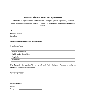 Letter of Identification  Form