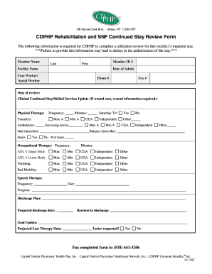 CDPHP Rehabilitation and SNF Continued Stay Review Form