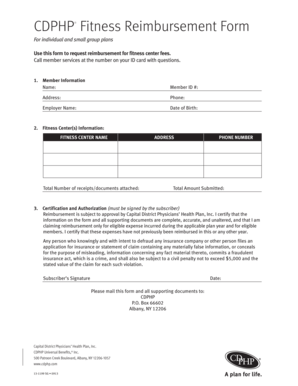 Cdphp Fitness Reimbursement  Form