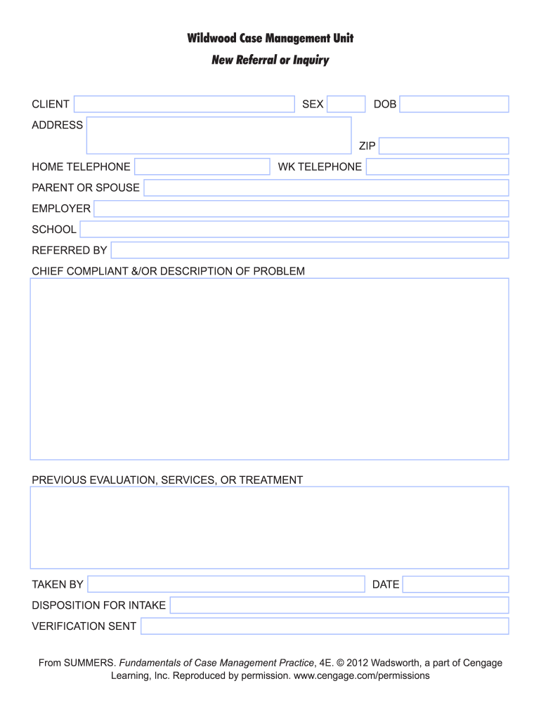 Wildwood Case Management Unit Forms