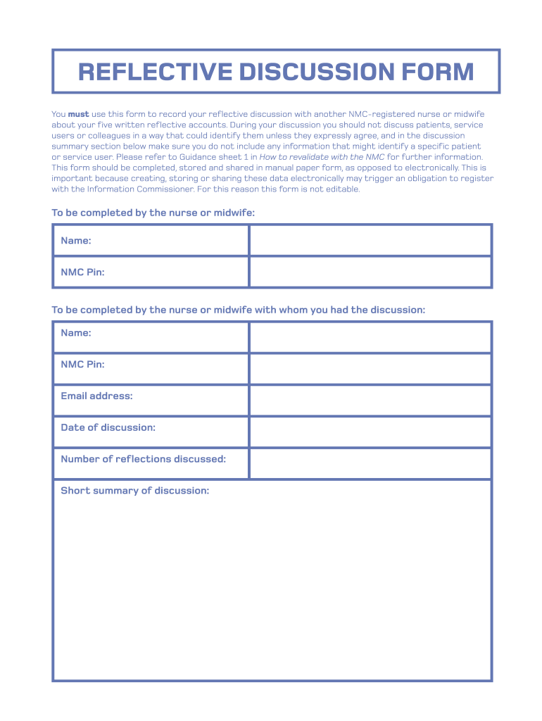 Nmc Reflective Discussion Form