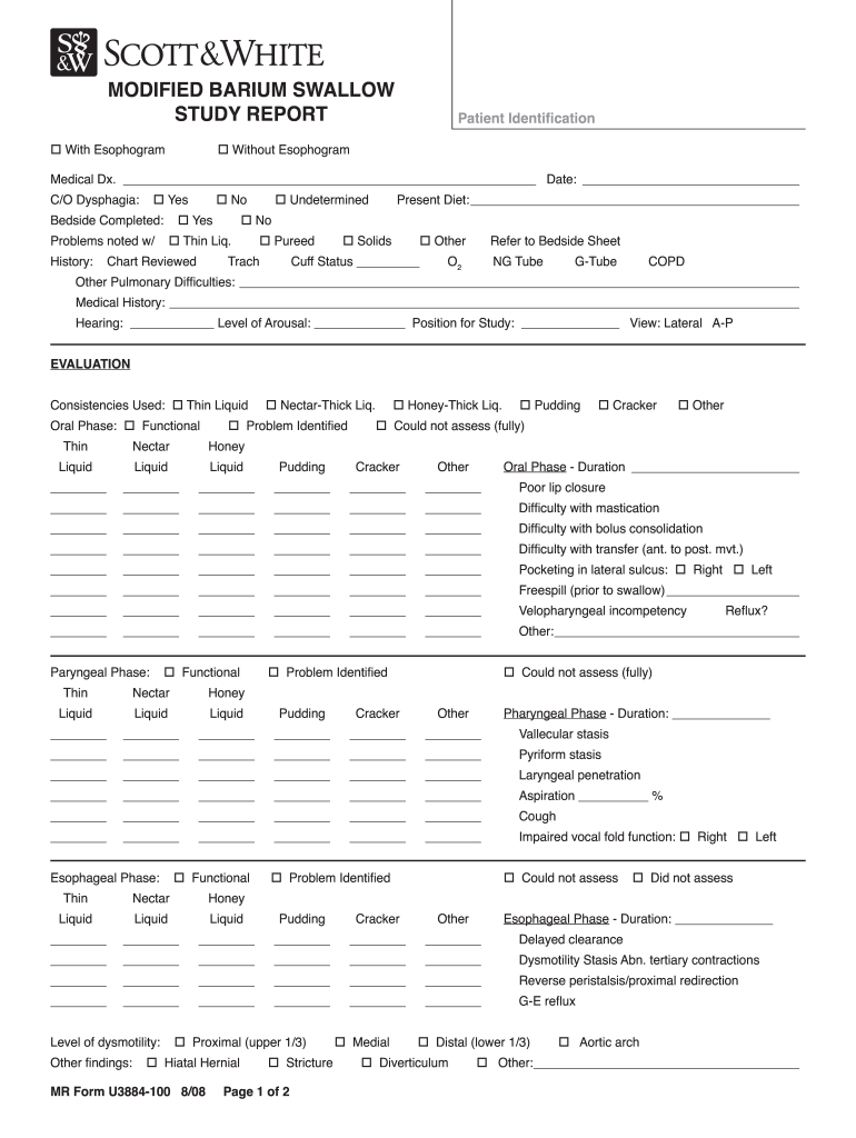  MODIFIED BARIUM SWALLOW STUDY REPORT Patient Identification 2008-2024