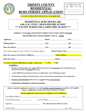 Trinity County Burn Permit  Form