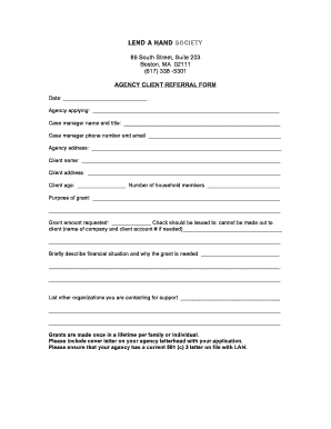 AGENCY CLIENT REFERRAL FORM Lahdreamhosterscom
