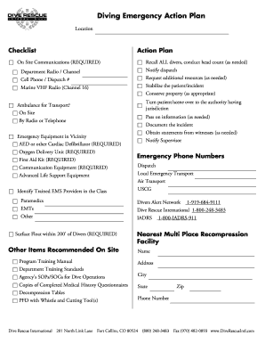 Diver Emergency Action Plan  Form