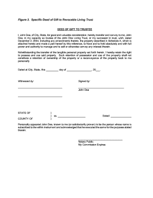 General Deed of Gift to Revocable Living Trust  Form