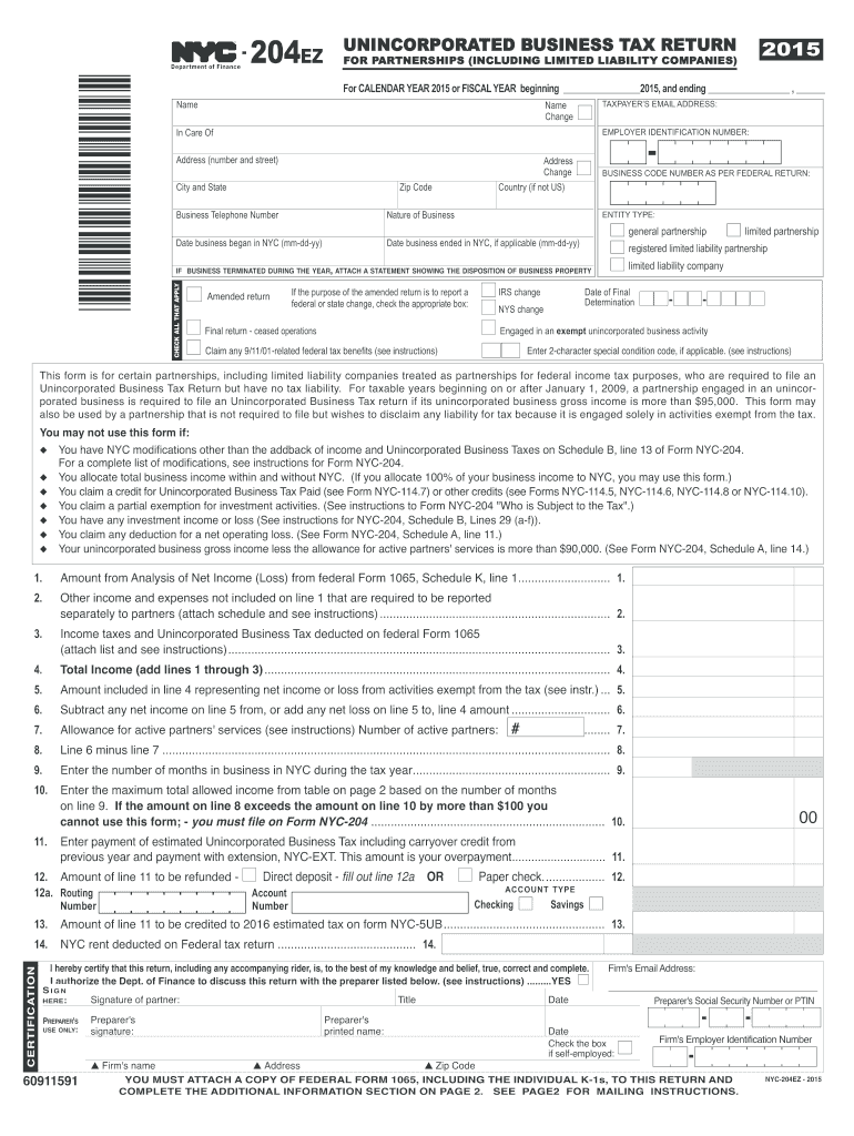  204ez No Federal  Form 2015