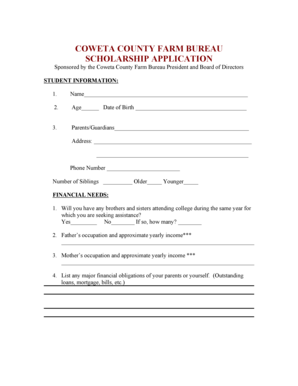 SCHOLARSHIP APPLICATION COWETA COUNTY FARM BUREAU Cowetaschools  Form