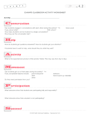 CHaMps ClassrooM ActivitY WorKsHeet Midland ISD  Form