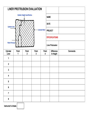 Cummins Liner Protrusion Worksheet  Form