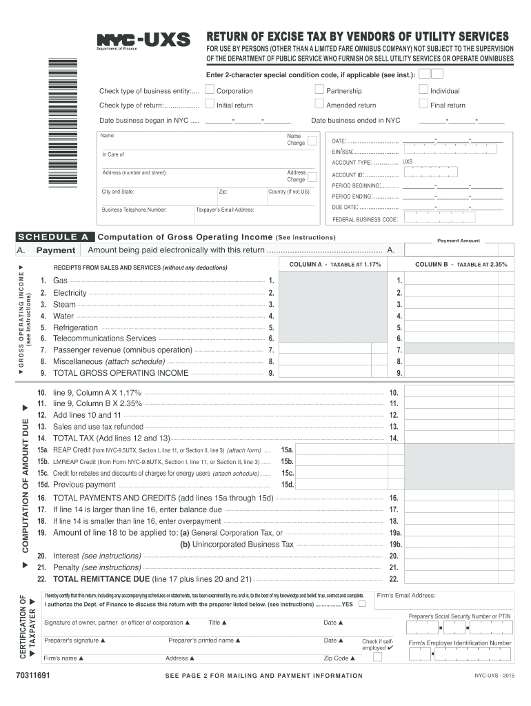 Get and Sign Nyc Uxs  Form 2015