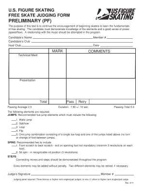 Preliminary Skate Test Form