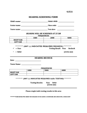 Hearing Screening Form