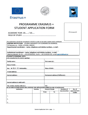 Erasmus Application Form