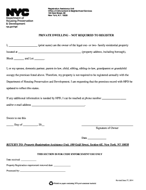  Private Dwelling Not Required to Register 2014