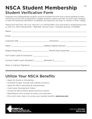 Nsca Student Membership  Form