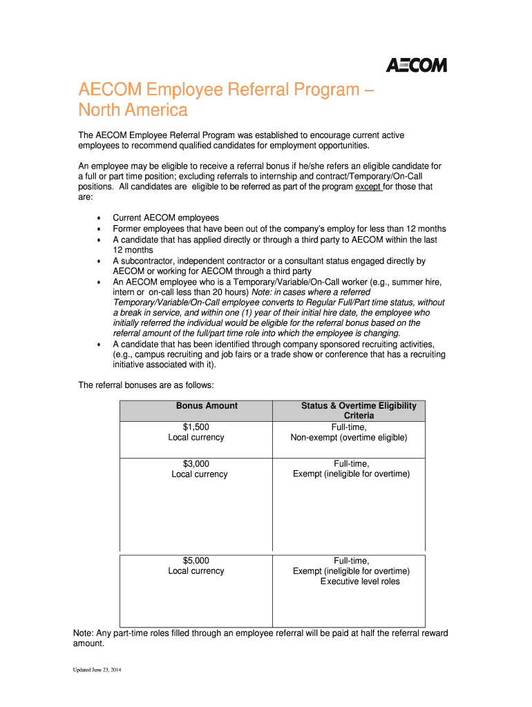 AECOM Employee Referral Program  Form