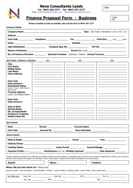 Finance Proposal Form Business Neva Onlinenet