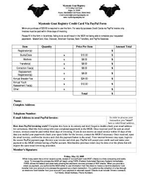 Paypal PDF Filler  Form