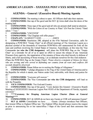 American Legion Meeting Minutes Template  Form