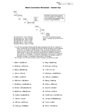 Metric Conversion Worksheet 2 Answer Key PDF  Form