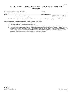 513AIP FEDERAL EMPLOYEES USING AUTOS in GOVERNMENT BUSINESS Taipa  Form