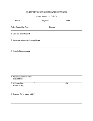 Non Cognizable Report Format