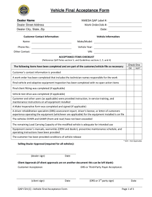  Vehicle Acceptance Form 2014