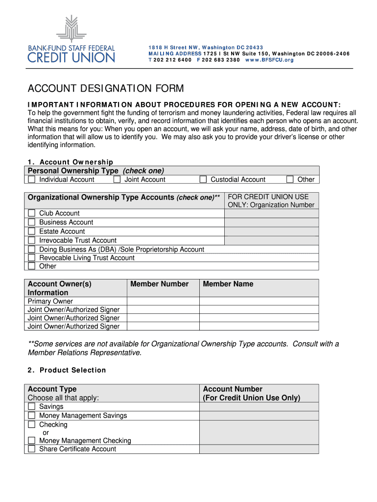 Account Designation  Form