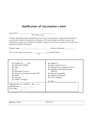 Notification of Vaccination Letter PNL Harris Teeter  Form