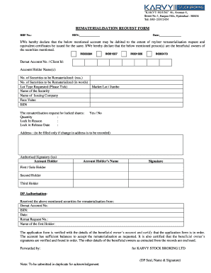 Rematerialisation Form