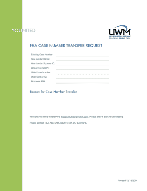 Fha Case Number Transfer Letter  Form