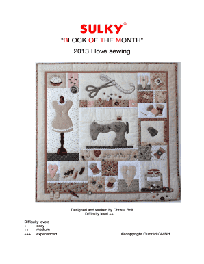 BLOCK of the MONTH I Love Sewing Sticken Mit Sulky International  Form