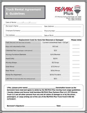 Truck Rental Agreement Amp Guidelines  Form