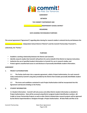 Data Sharing Agreement Template  Form