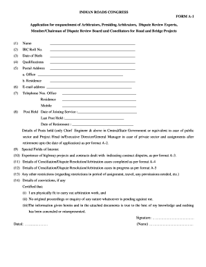 Empanelment of Arbitrators  Form