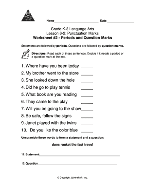 Ending Punctuation Marks ETap  Form