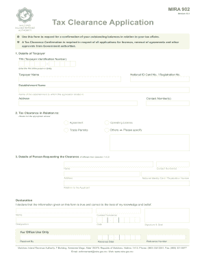 Mira Tax Clearance  Form