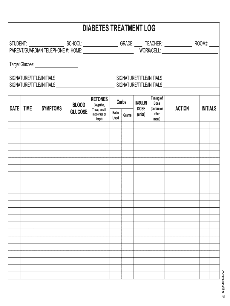 12Diabetes Treatment Log Newport News Public Schools Nnschools  Form